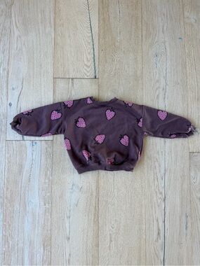 Zara Girls' Pink Strawberry Print Pullover Sweatshirt